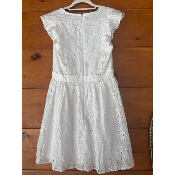 Lulus Flirtatious in Florence White Ruffled Eyelet Cotton Mini Dress Weekend M - Picture 4 of 10